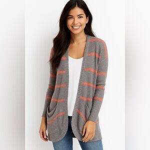 NWT American Eagle Outfitters Gray and Pink Striped Cardigan Sweater